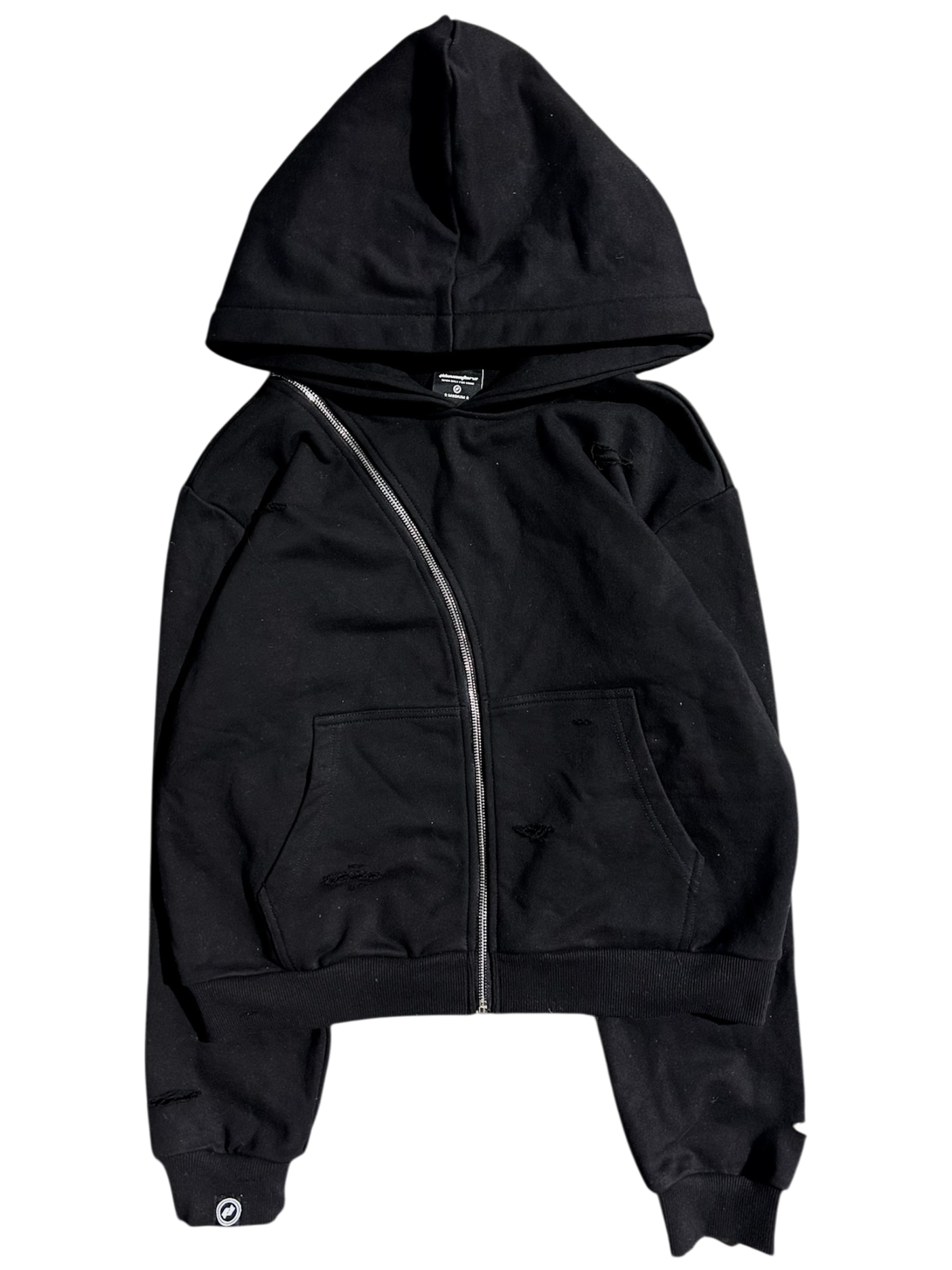 DIAGONAL ZIP FUR HOODIE